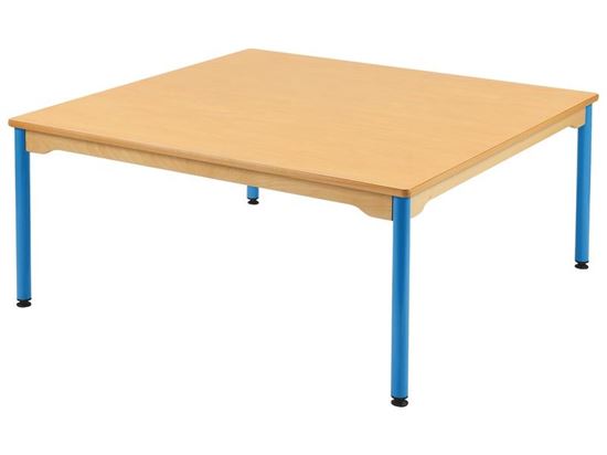 Image sur 70174002 TABLE PLATEAU STRATIFIE NATUREL - PIETEMENT EN METAL  120 cm x 120 cm BLEU      