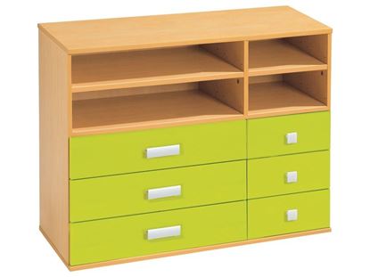 Image de OF45747 MEUBLE A TIROIRS H. 81 cm 6 tiroirs, 1 tablette, 1 étagère