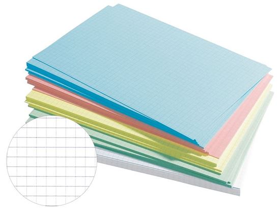 Image sur 12113020 FICHES 14,8 x 21 cm Quadrillage 5x5 cm. MULTICOLOR