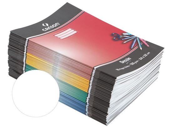 Image sur 21433001 MAXI LOT DE CAHIERS À DESSIN 90 g 24 x 32 cm 16 pages BLANC     
