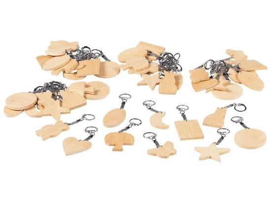 Image sur 21736020 MAXI LOT DE PORTE-CLÉS EN BOIS MULTICOLOR