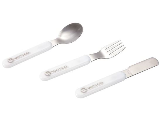 Image sur 22022001 MES PREMIERS COUVERTS le set (1 couteau, 1 fourchette, 1 cuillère) BLANC     
