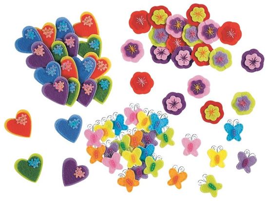 Image sur 25587020 ASSORTIMENT DE FORMES ADHÉSIVES Cœurs, fleurs et papillons