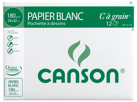 Image sur 25861001 POCHETTE DE FEUILLES DE PAPIER À GRAIN CANSON Pochette de 12 feuilles CANSON A3 180 g