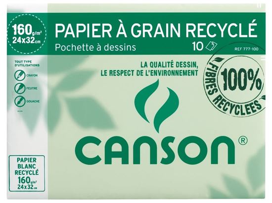 Image sur 25865001 POCHETTE DE FEUILLES DE PAPIER À GRAIN CANSON Pochette de 10 feuilles CANSON A3 cm 160 g