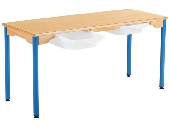 Image sur 47757011 TABLE À PLATEAU STRATIFIÉ NATUREL - 2 BACS T5