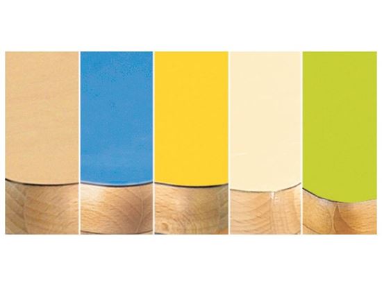 Image sur 55019001 TABLE PLATEAU STRATIFIE AVEC PIETEMENT METAL GRIS - DEMI-ROND - L: 120 cm - l: 60 cm