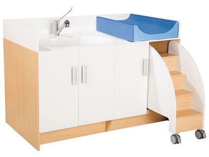 Image de 56913037 MEUBLE À LANGER Kazéo À PORTES Avec baignoire intégrée et escabeau