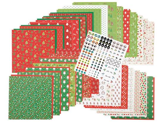 Image sur 55181171 KIT FEUILLES POUR ORIGAMI + GOMMETTES 70 g Noël